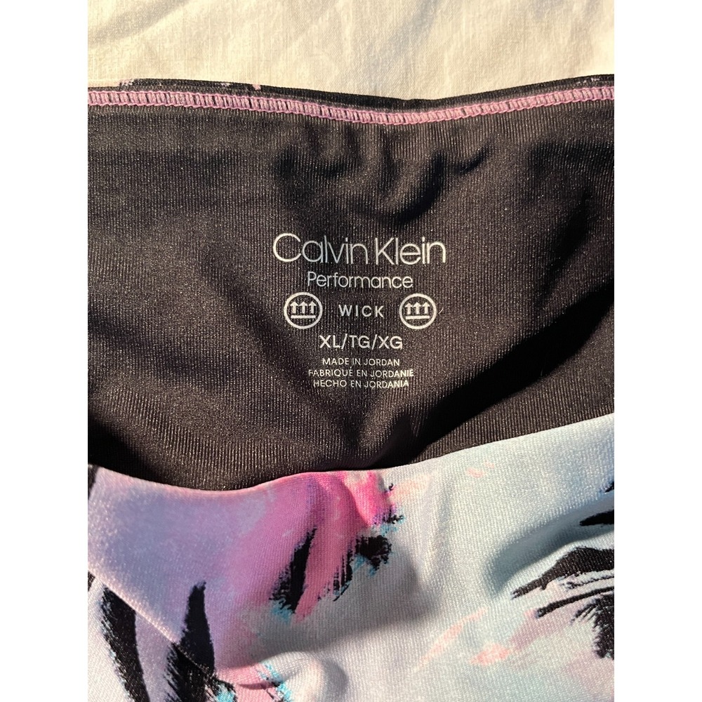 CALVIN KLEIN Performance Womens XL Palm Print Athletic Leggings Multicolor - Picture 2 of 8